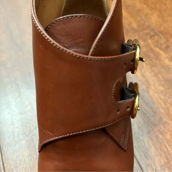 Bruno Magli Butter Soft Brown Leather Monk Strap Boots, Gold Hardware, Size 5.5 - Picture 10 of 16